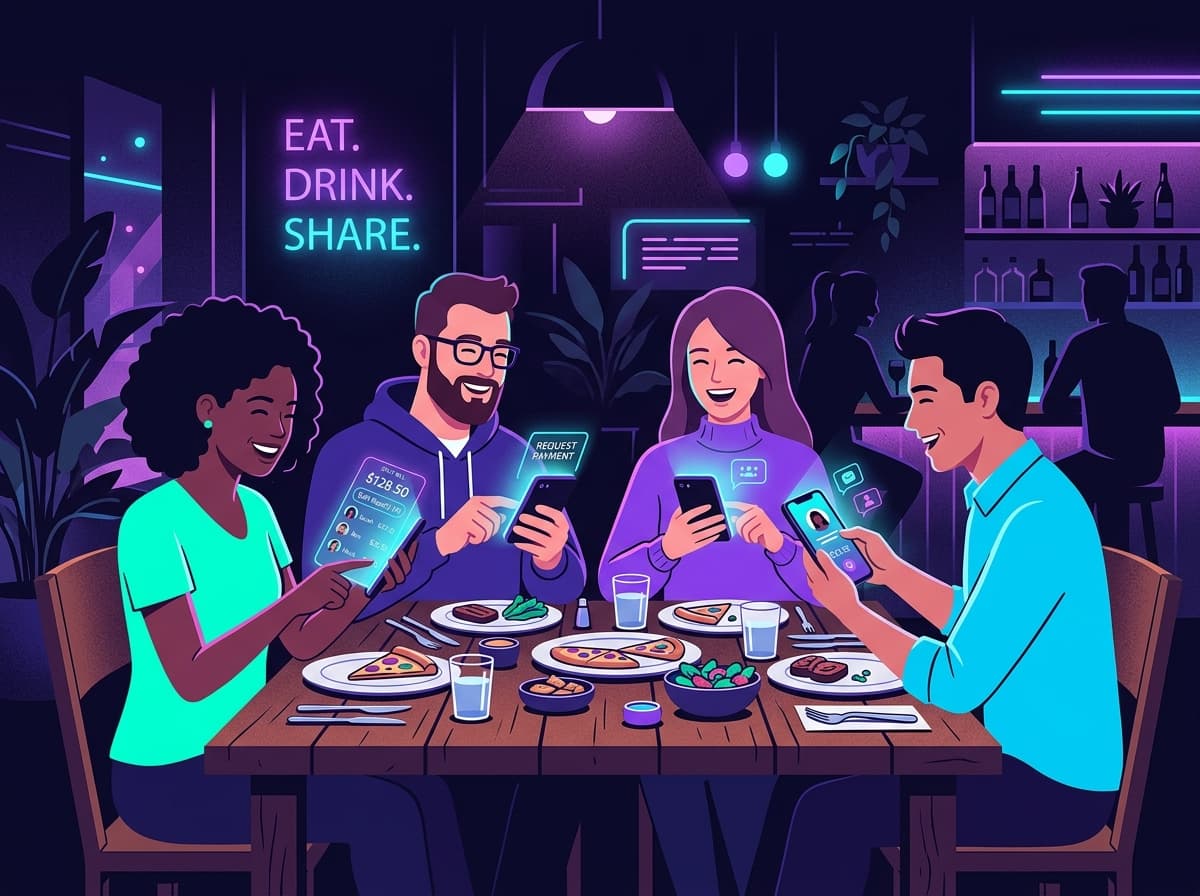 Dining and bill split illustration